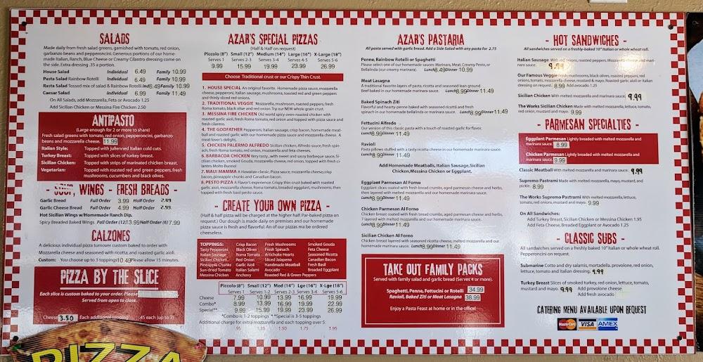 Azar`s Gourmet Pizza Menu image 4